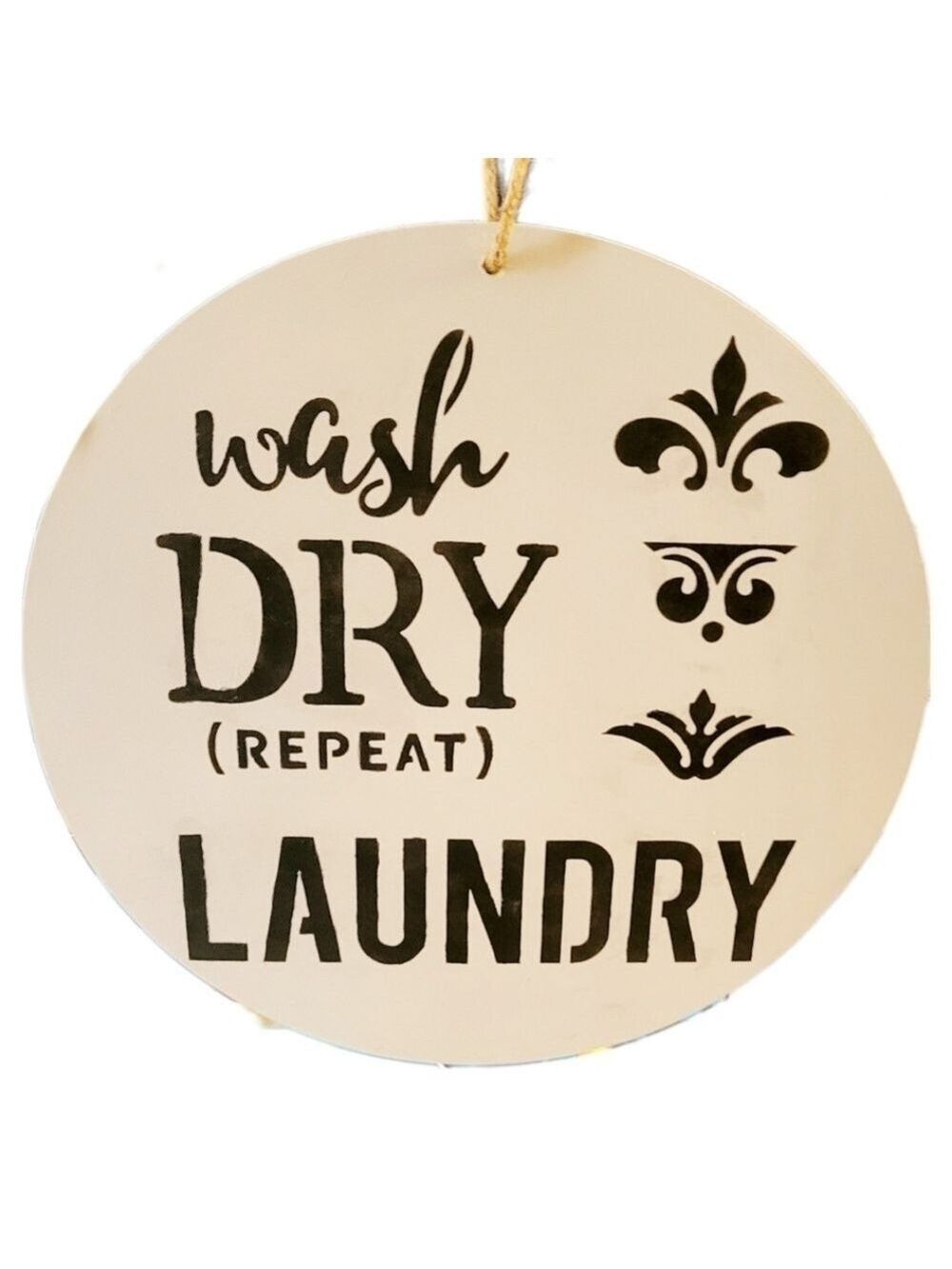 Handpainted Laundry Wash Dry Repeat Wooden Sign 12"